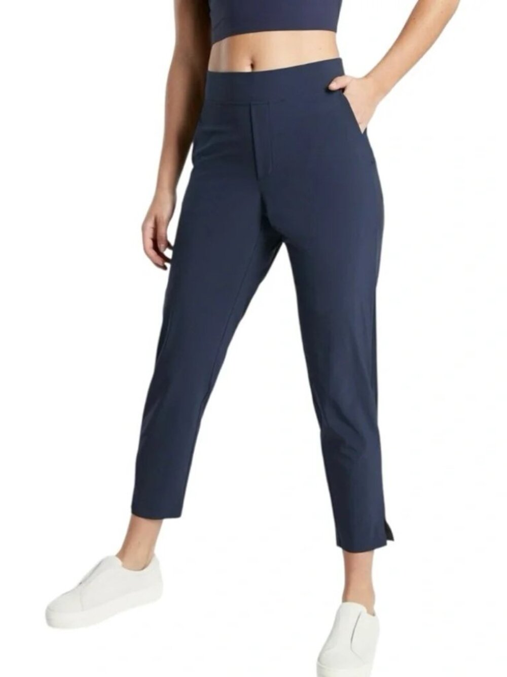 NWT Athleta Brooklyn Navy Athletic Slit Ankle Pant